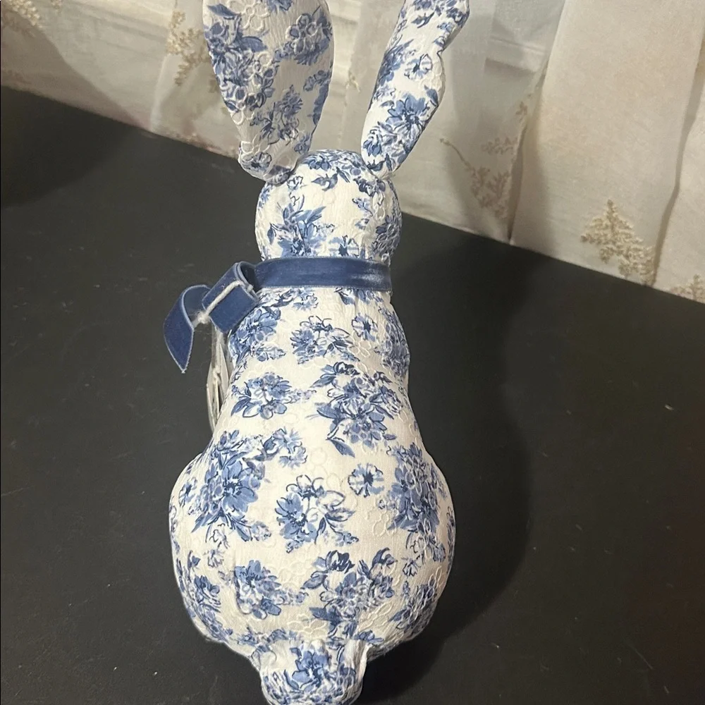 Bunny & Bean blue and white floral cloth bunny decor
